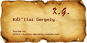 Kállai Gergely névjegykártya